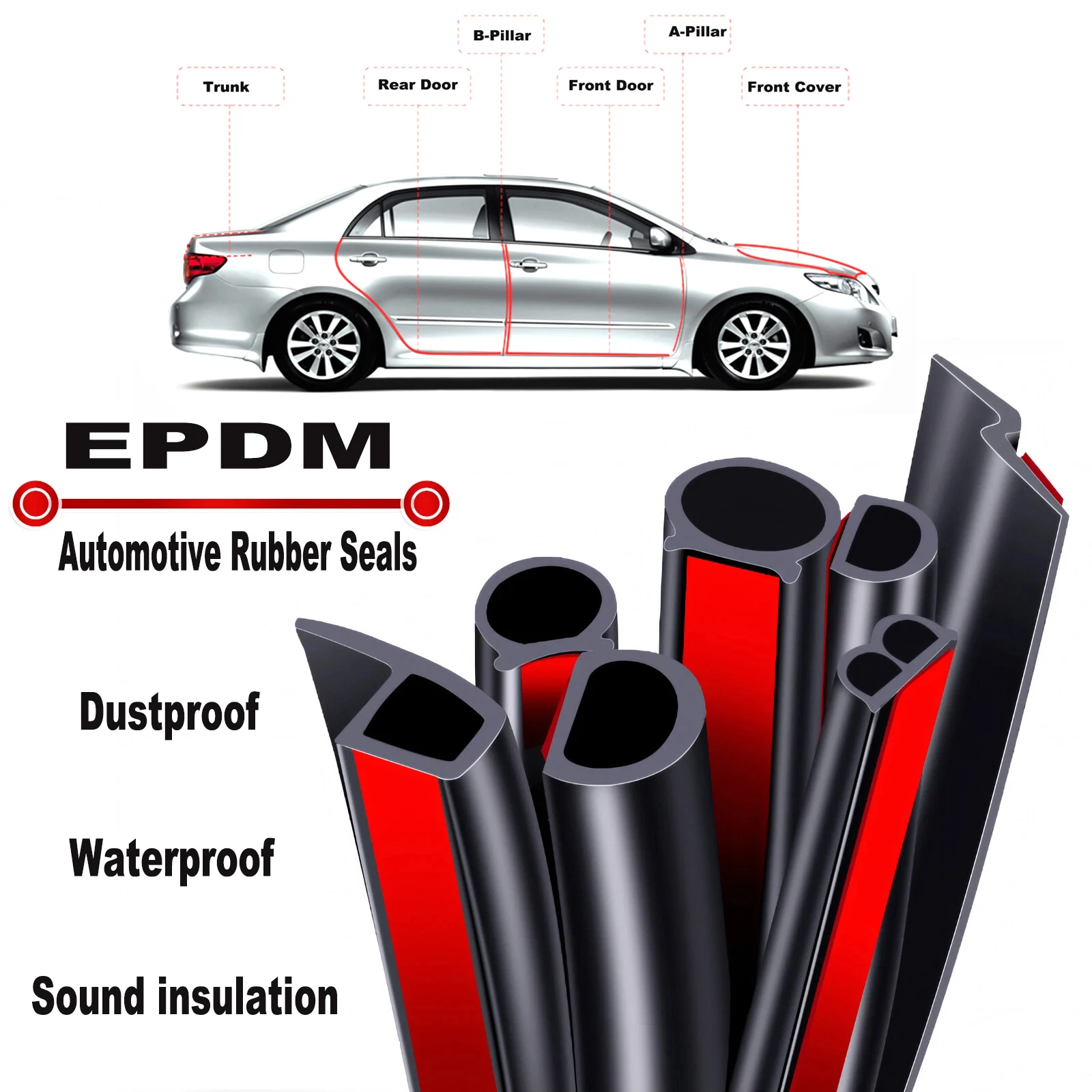Automotive Rubber Sealing Strip Self-Adhesive Foam Rubber Door Sealing Strip Lift Roof Sealing Strip Sealing Tape (Hollow Strip)