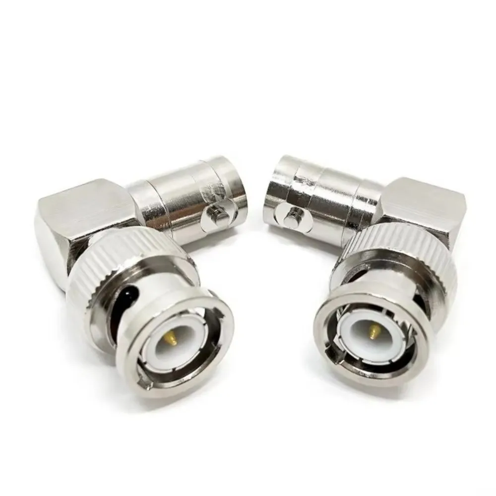 90 Degree Angle BNC Male Female Connector L-Shaped Nickel Plated BNC Video Adapter Brass Material Male Plug