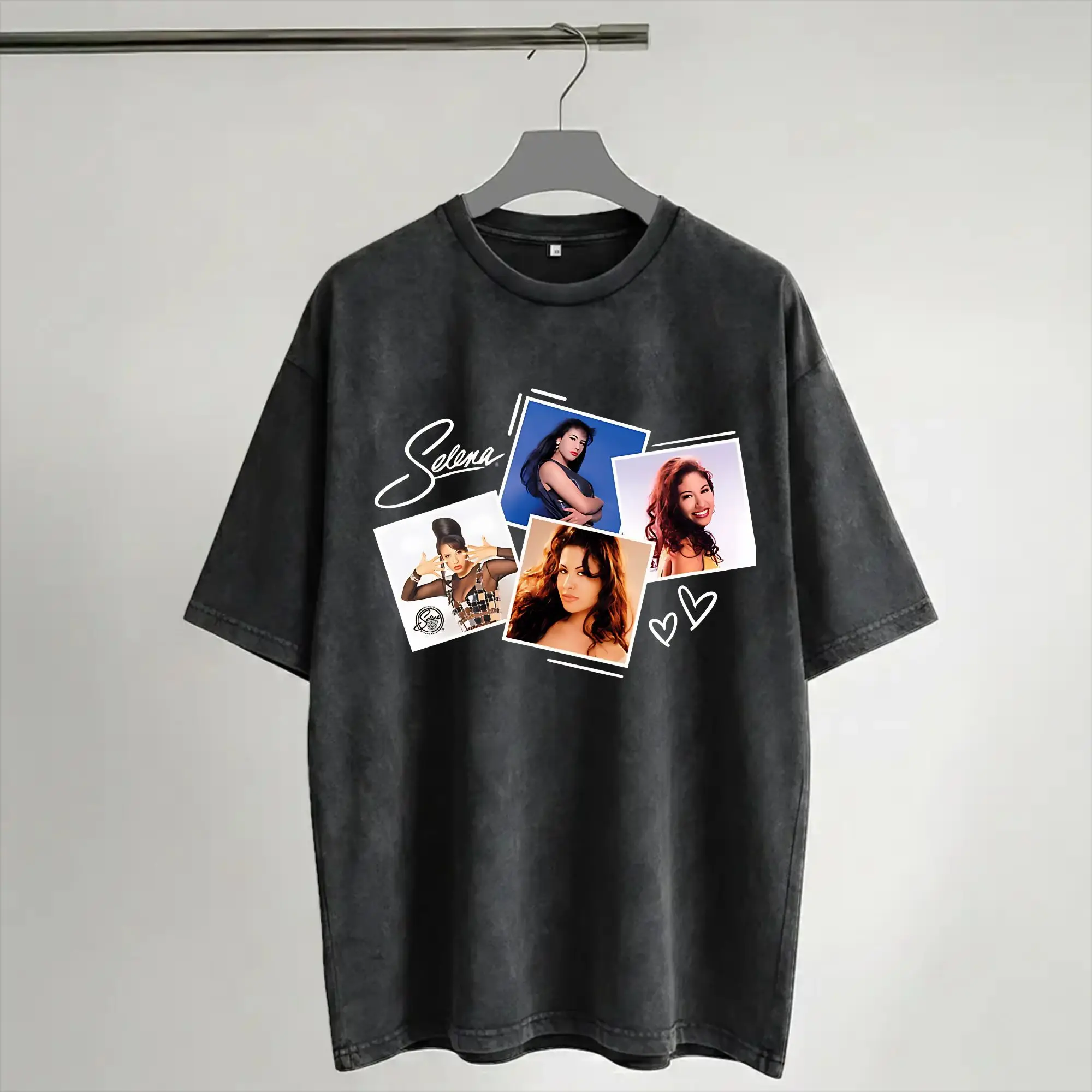 Harajuku Washed Shirts Selena Quintanilla - Selena Photos  Outfit Novelty T Shirt Oversize  Streetwear Short Sleeve