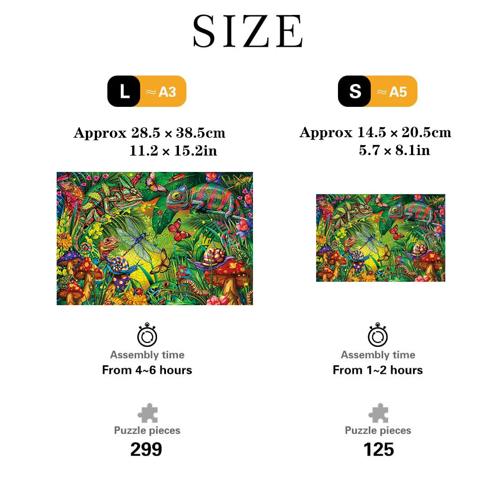 الحرباء خشبية اللغز للبالغين ، قطع على شكل حيوان ، الألغاز السحرية ، لعبة الأسرة ، هدية عيد الميلاد #2