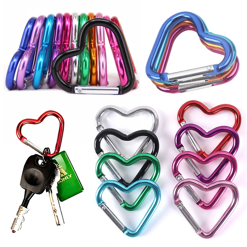 6PCS/Set Heart Shaped Carabiner Clip Elegant Love Design Multicolor Keychain Ring Portable Key Organization Backpack Hanging ZYF