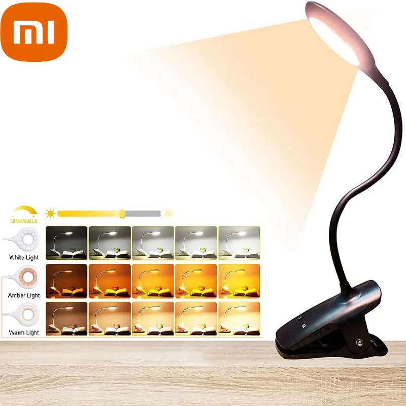 

Xiaomi Portable Desk Lamp Rechargeable Reading Light Eye Protect Book Light LED USB Reading Lamp Touch Control Clip Table