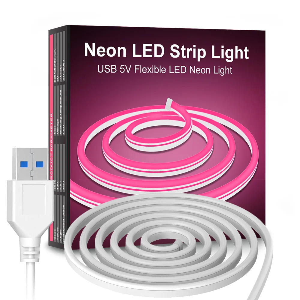 LED strip with 5V low voltage ultra bright USB flexible neon silicone strip set