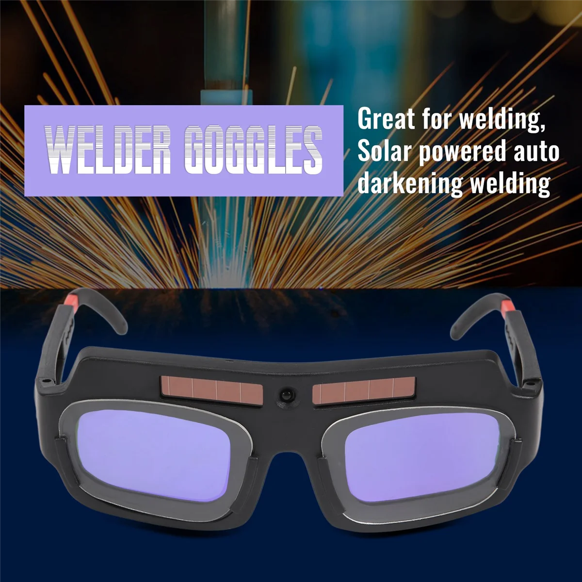 Máscara de Soldadura con oscurecimiento automático con energía Solar, gafas para casco, gafas de soldador, lente antigolpes de arco con estuche de almacenamiento