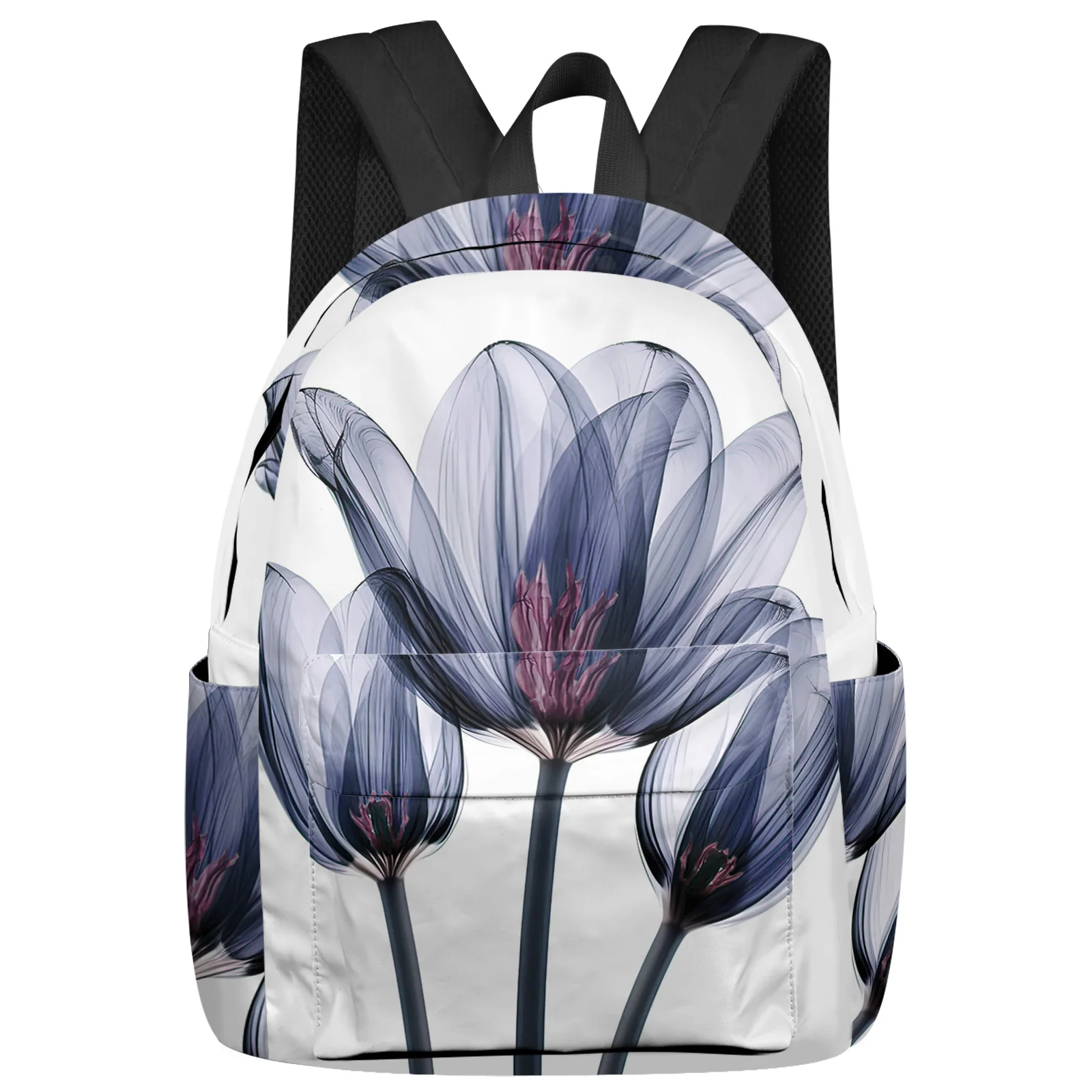 Flower Tulip Transparent Ray Student School Bags Laptop Custom Backpack For Men Women Female Travel Mochila