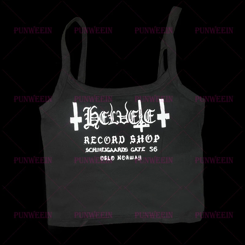 Sweetheart Helvete Rock Goth Tank Top Harajuku Vinatge Suicideboys Black Metal Death Punk Summer Chic Y2K Club Grunge Streetwear