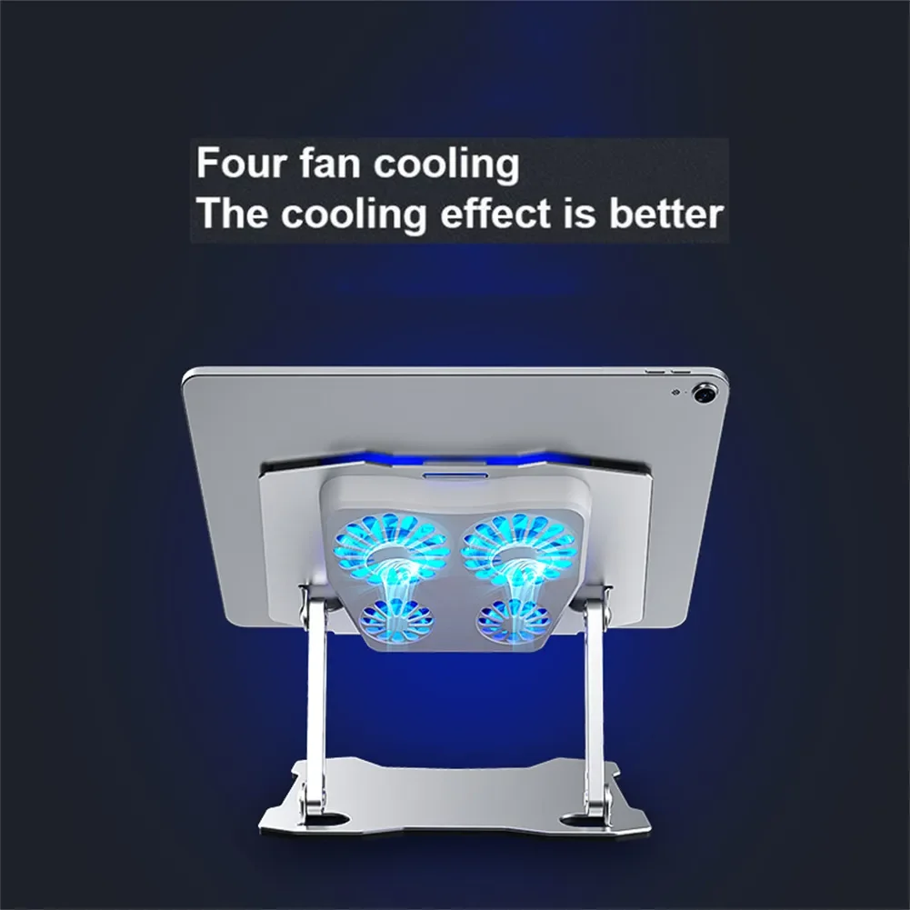 Tablet Stand With Fan Aluminum Alloy Writing Drawing Foldable Portable Holder Stand For Smartphones E-Readers Laptop