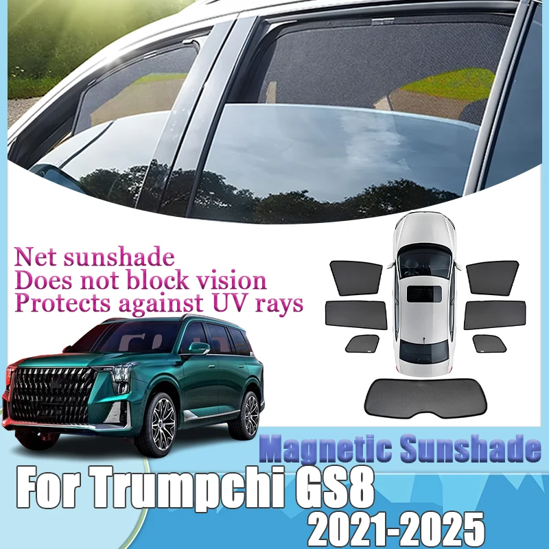

For Trumpchi GAC GS8 2021-2025 Visors Mesh Magnetic SunShades Curtain Side Window Heat Insulation Privacy Shade Auto Accessories
