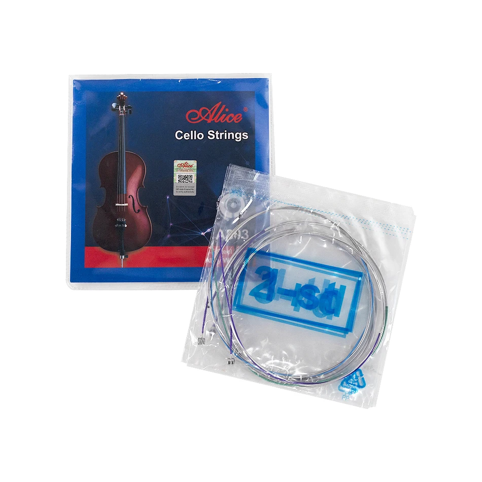 Alice A803 Cello Strings Steel Core Alloy Winding 1 Set for 1/10,1/8,1/4,1/2,3/4,4/4 Cellos Practice Using Cello Strings