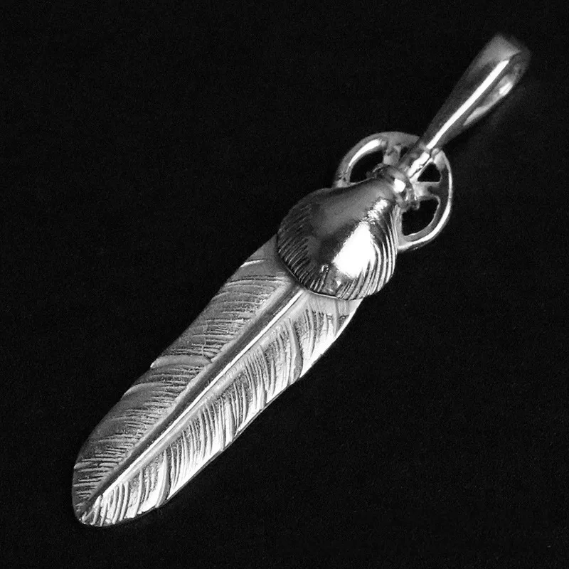 BOCAI New 925 Silver Handmade Small Golden Shell Feather Pendant for Men and Women Trendy Jewelry Accessories Wholesale