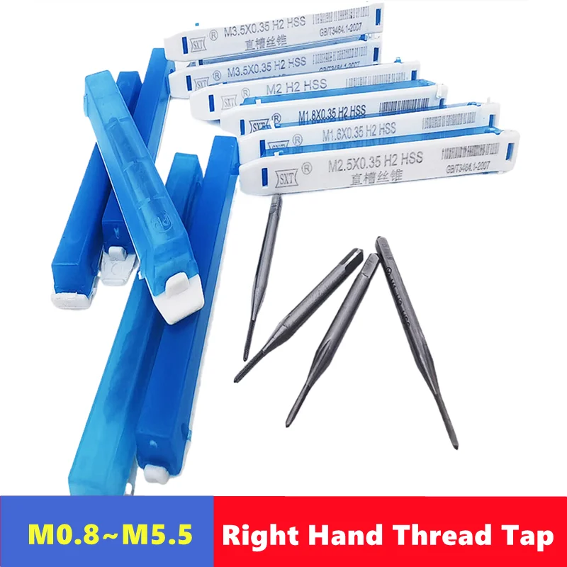 1 шт. W6542 HSS мини-правый метчик с прямым прорезями M0.8-M5.5, используемый для инструментов для нарезания резьбы с внутренней резьбой для