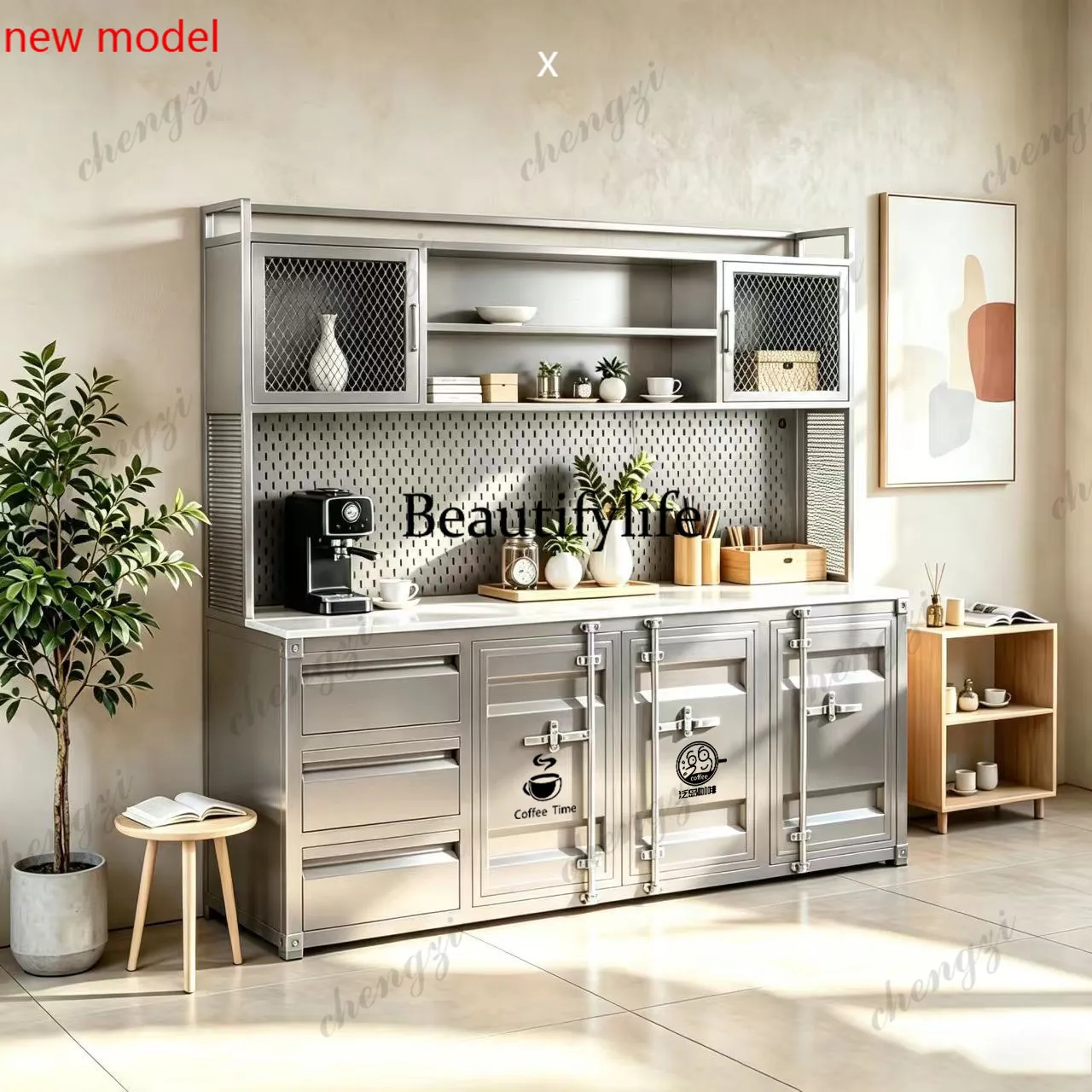 DD182Side cabinet Commercial wall integrated water bar cabinet Office pantry Coffee machine cabinet