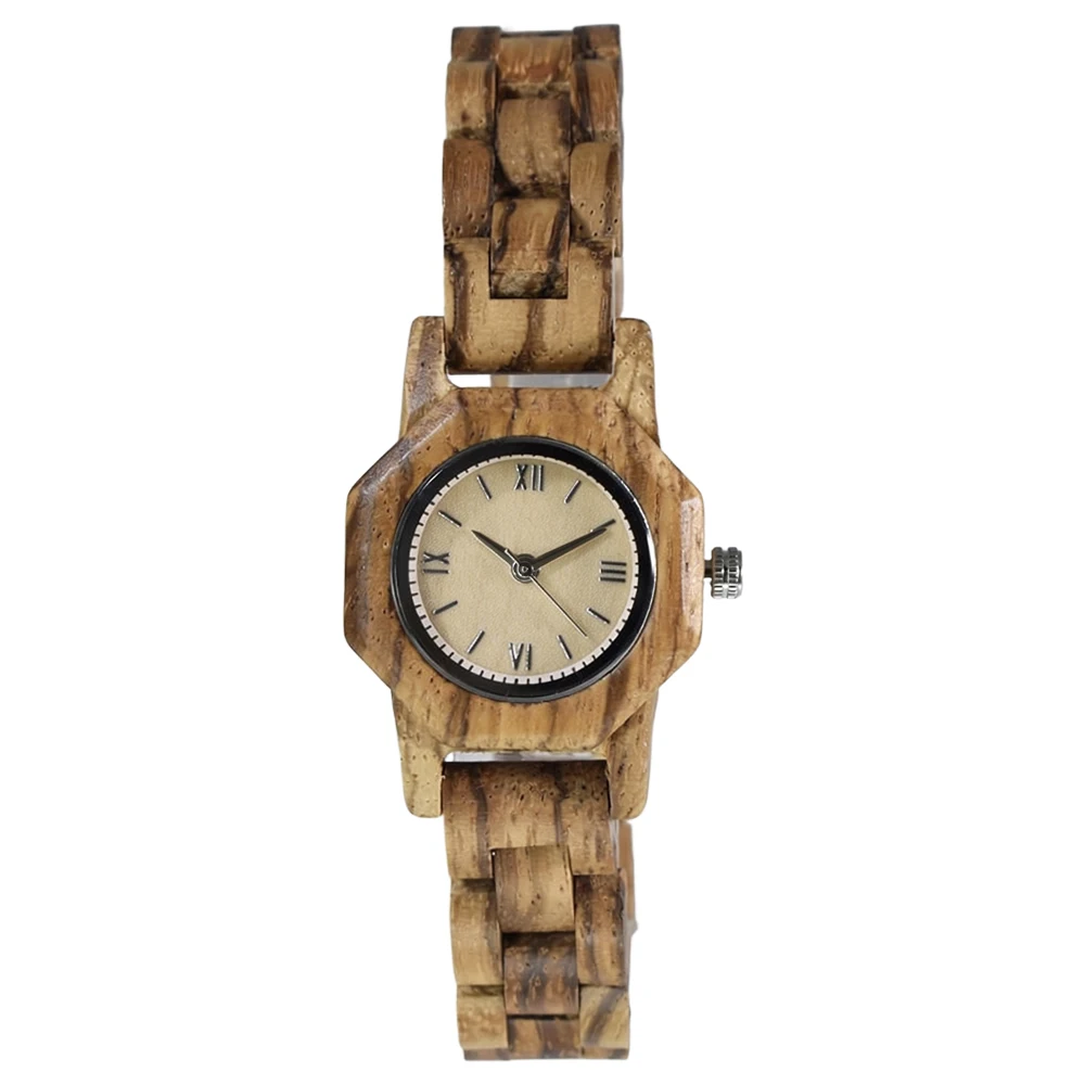 Octagon Sandal Wood Watch for Women Classic Quartz Timepiece Smooth Round Dial Holiday Souvenir Ornament