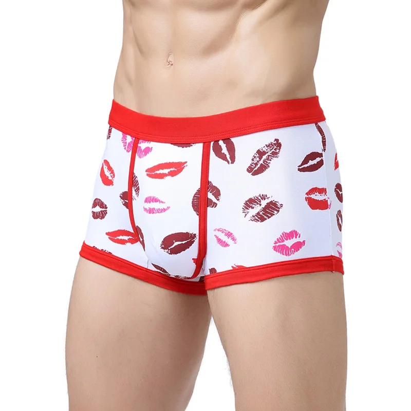 Men Boxer Shorts Cotton Underpants Comfortable Plus Size Underwear Fashion Funny Sexy Kiss Lips Boxers Sports