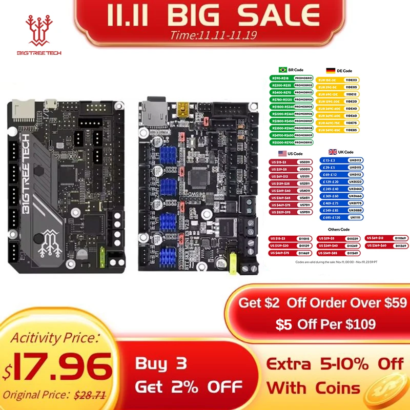 BIGTREETECH SKR 미니 E3 V3.0 3D 마더보드 미니 E3 V2 TMC2209 3D 프린터 액세서리 엔더 3 업그레이드 BTT SKR V1.4 터보용