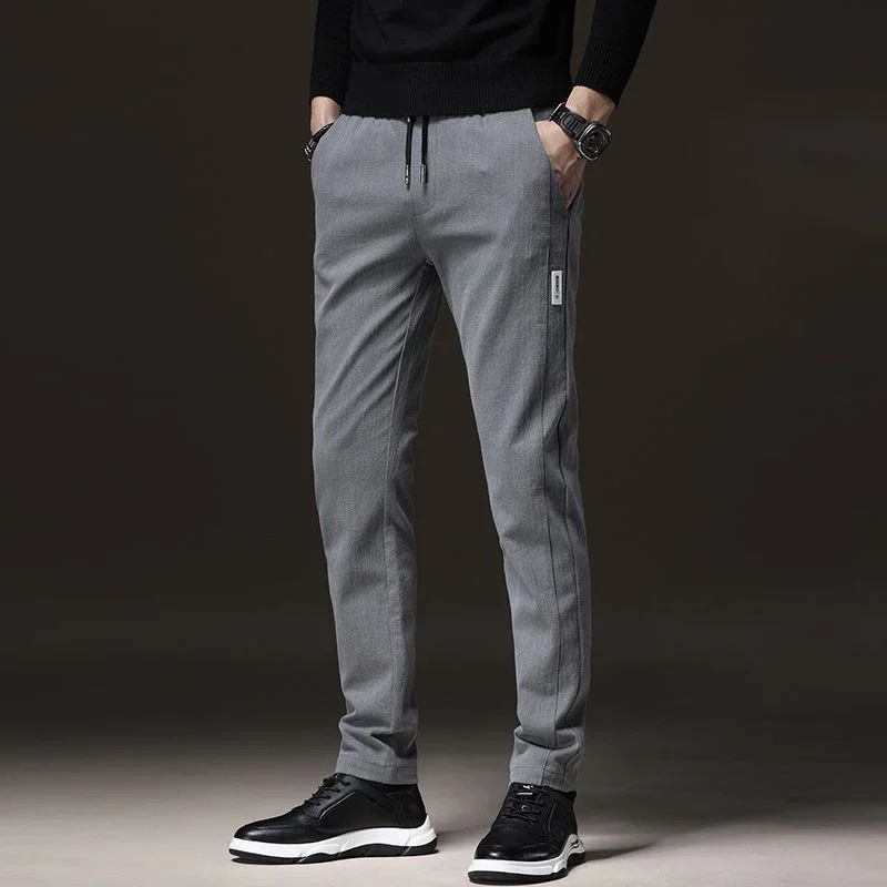 

Men New Casual Fashion Versatile Suit Pants Male Elastic Waistband Slim Fit Blazer Pants Straight Business Elasticity Trousers