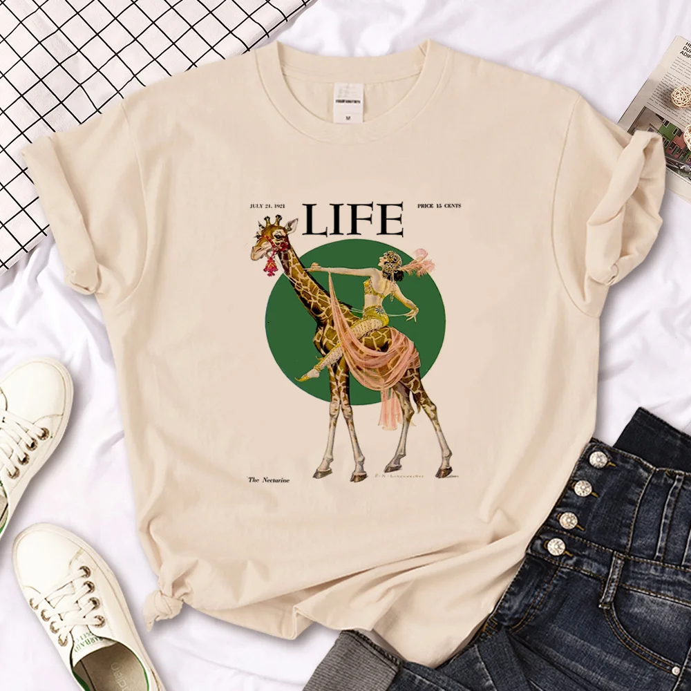 Giraffe tshirt women comic t-shirts female 2000s streetwear manga clothing