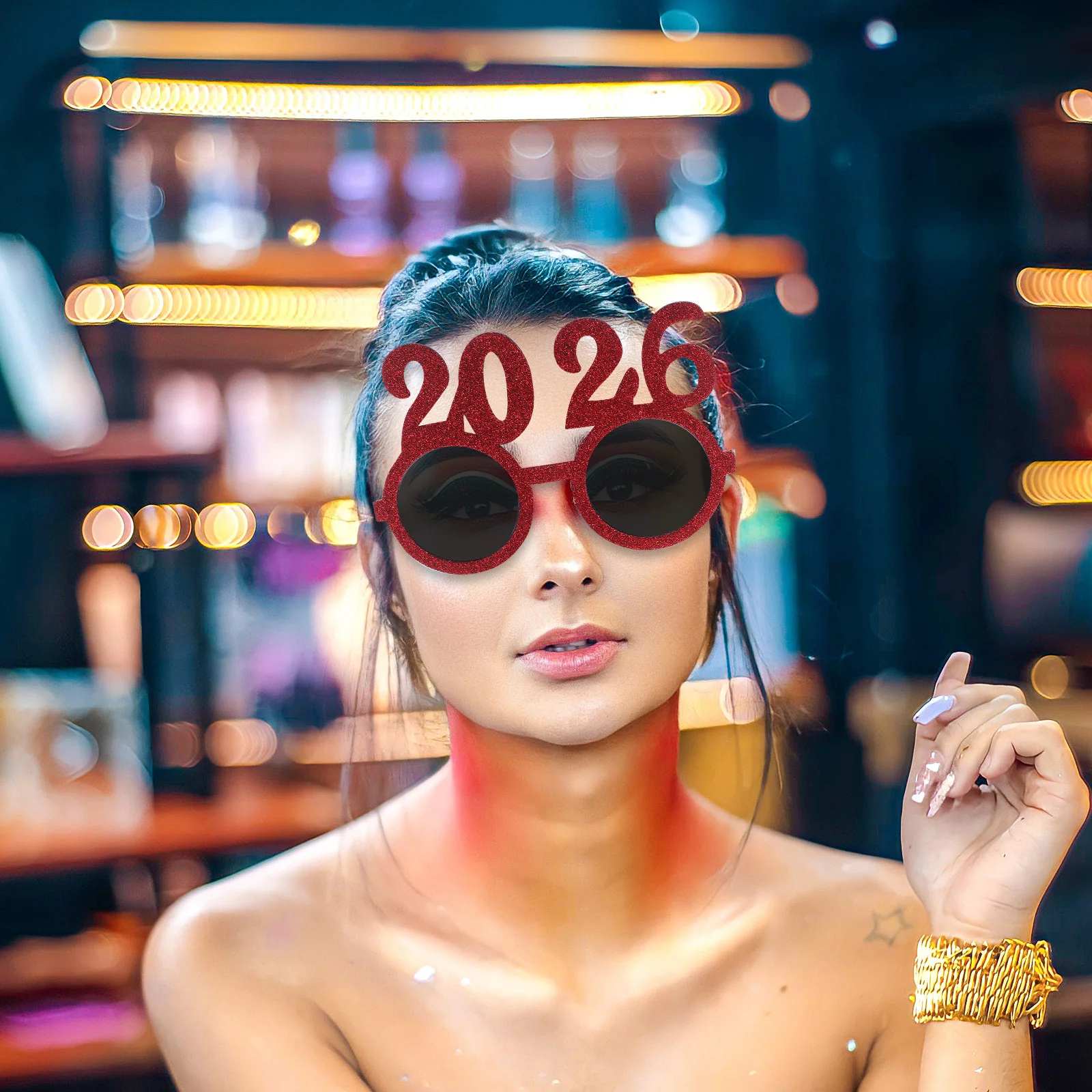 

4Pcs 2026 New Year Photo Booth Glasses Glitter Number Party Eyewear Graduation Party Supplies Happy New Year Plastic Glasses