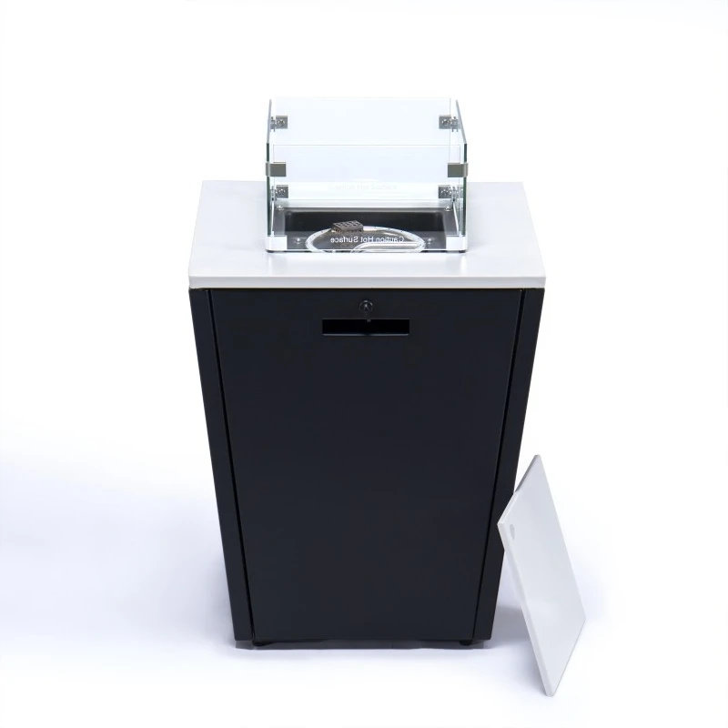Modern outdoor stainless steel square rectangular gas burner propane fire pit table