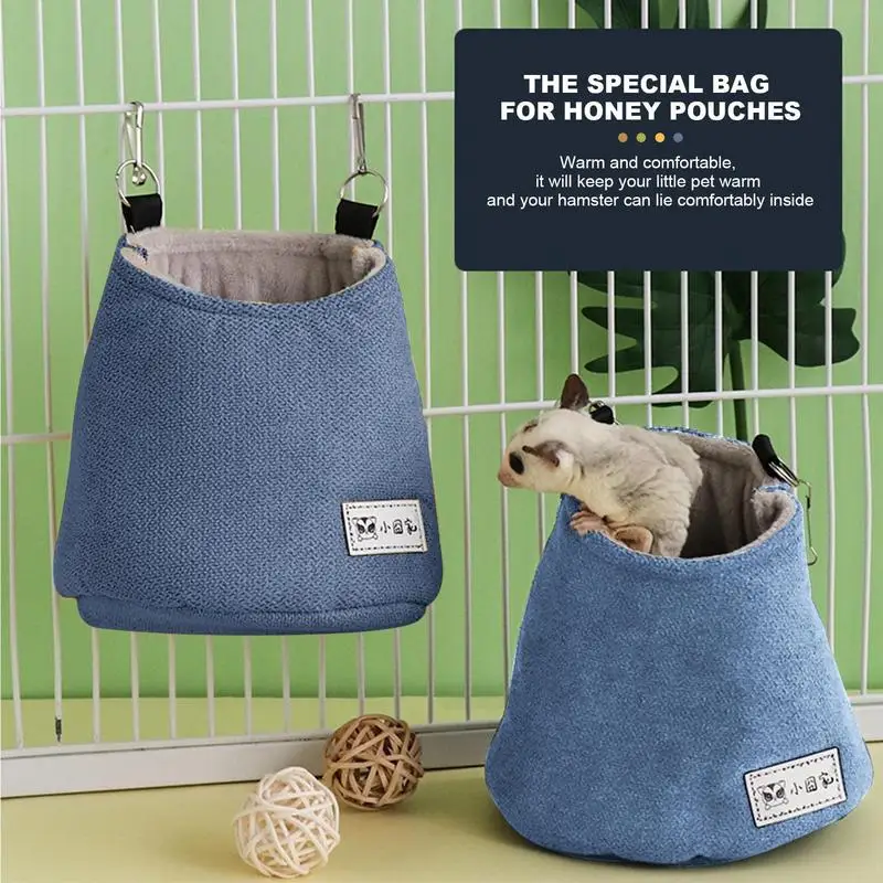 Sugar Glider Pouch Hamster Travel Bag Squirrel Bed Cage Hamster Cage Hangings Rat Bed Small Pets Removable Nest Mat Pet Supplies