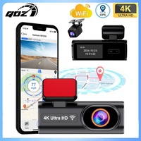 QOZ Dash Cam Dual Lens 4K UHD Recording Car Camera DVR Night Vision Video Recorder Built-In Wi-Fi Support GPS 24H Parking