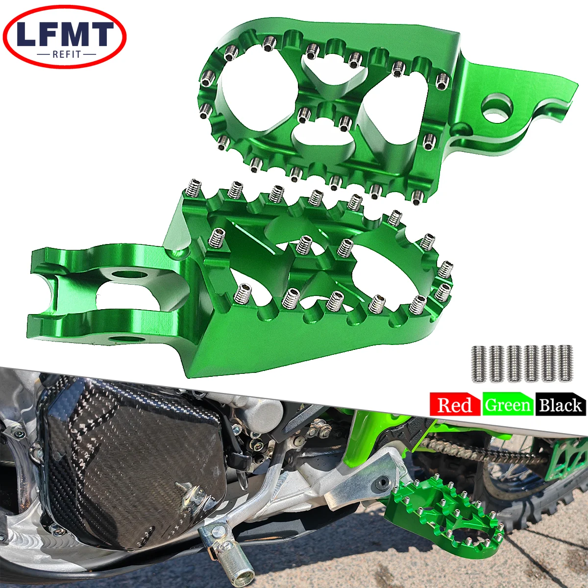 Reposapiés CNC para Motocicleta, Pedales para Kawasaki KX65 KX80 KX85 KX100 KX125 KX250 KX450 KX500 KX250F KX450F KLX110 KLX450R