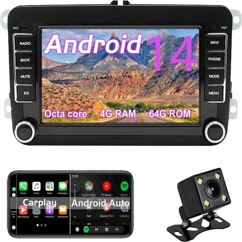 

Android car radio for VW Golf 5 6 Polo Passat Skoda Tiguan stereo screen Carplay Android Auto Bluetooth GPS Navigation FM radio