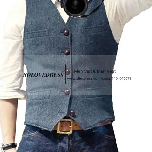 2024 V넥 남성 정장 조끼, 클래식 포멀 비즈니스 헤링본 트위드 슬림 핏 조끼, 웨딩 신랑 들러리, 캐주얼, 신제품 