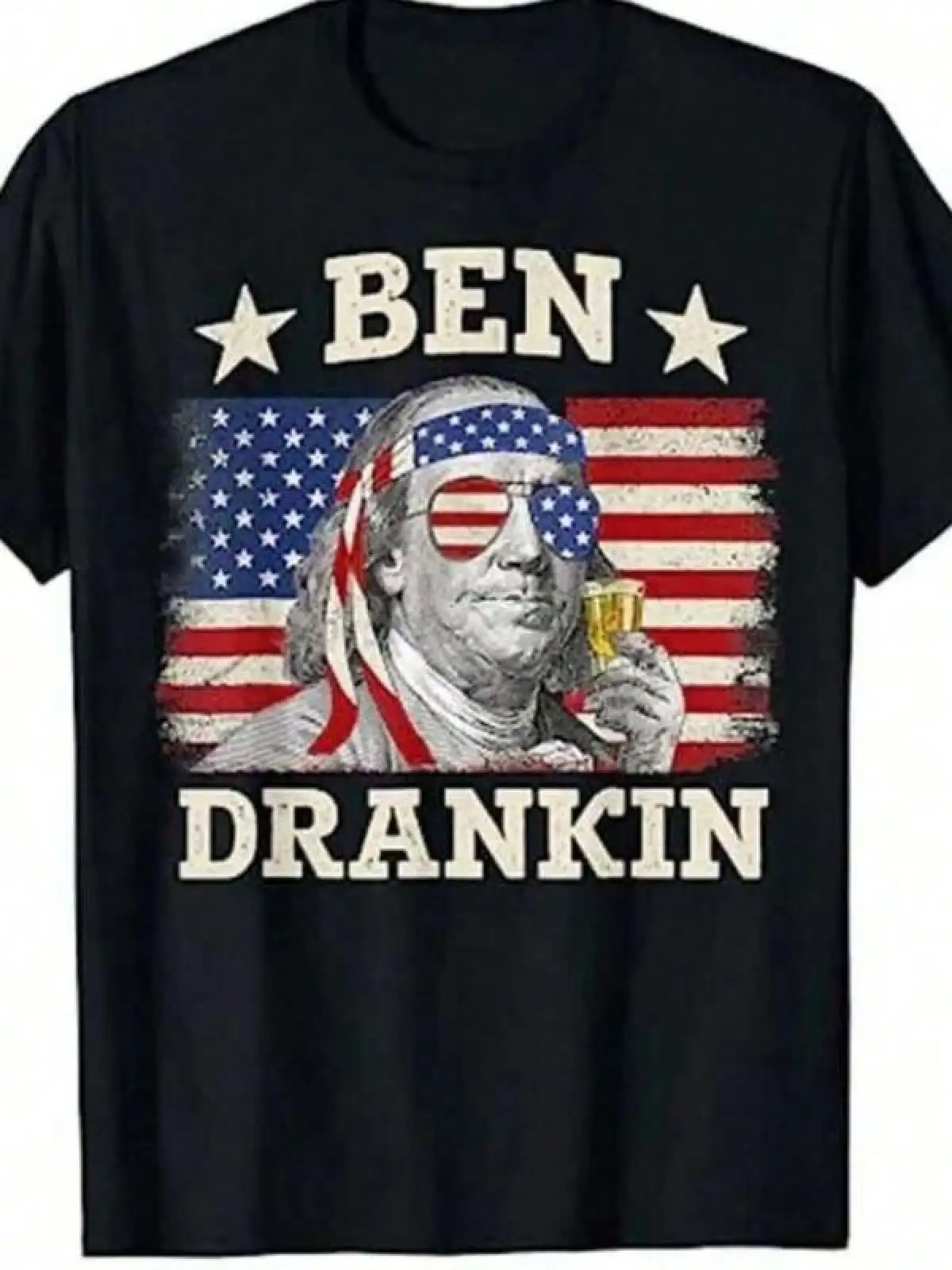 T Shirt Print ,Graphic-Cotton Tees Size Plus,Ben Drankin 4th Of July Funny Drinking T-Shirt Humorous USA An Proud Memorial Day Patriotic Drinking Jpg,With Shirt,Summer Tops,Shirt Suitable