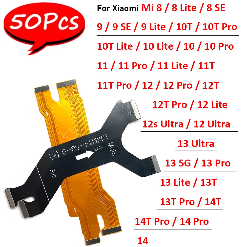 

50 шт., для Xiaomi Mi 8 9 SE 9T 10 10T 11 12 13 13T 14 14T Lite 11T Pro 12S 12T Ultra, разъем материнской платы, гибкий шлейф LCD