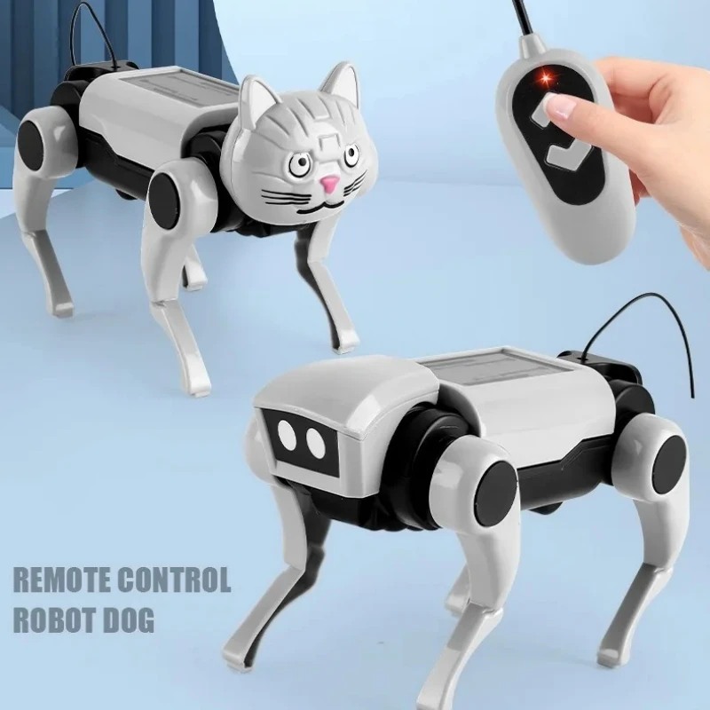 2 IN 1 RC Mechanical Dog Remote Control Cat Children's Toy DIY Assembly Science Electric Robot Dog Cat Model Set Educational Toy