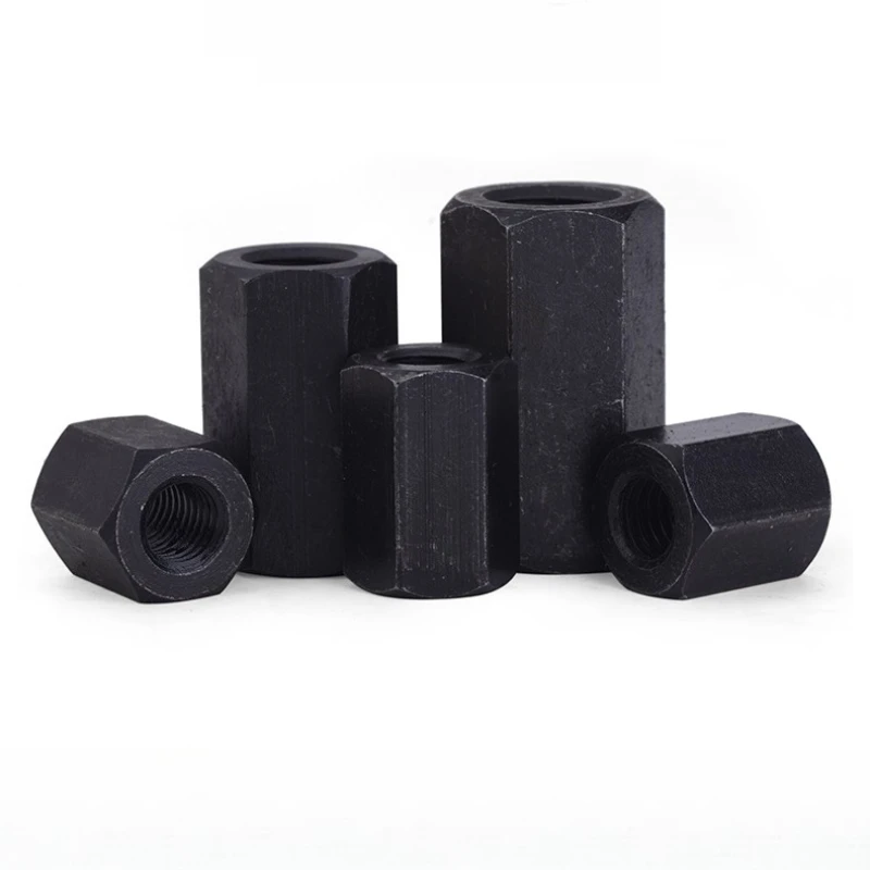 Schwarz 45 # Sechskant-Verlängerungsstange aus Kohlenstoffstahl, Verbindungsstück, Verbindungshülse, Rohrkupplungsmutter M8 M10 M12 M14 M16 M18~M48 – Detail 6