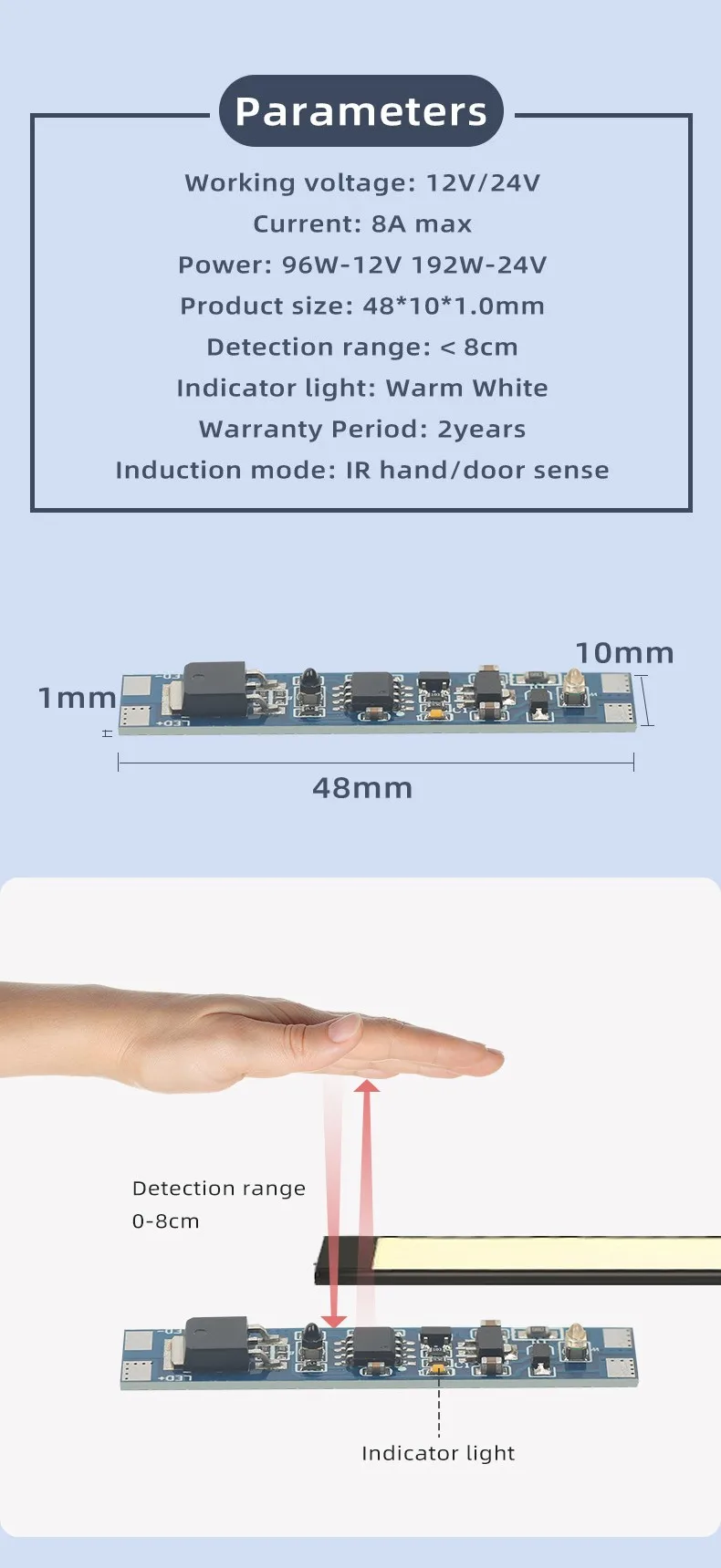 Infrarot-Handscan 8A Transmissiver IC-Sensor 12V 24V Handscan-Bewegungssensor für LED-Lichtleiste – Detail 4