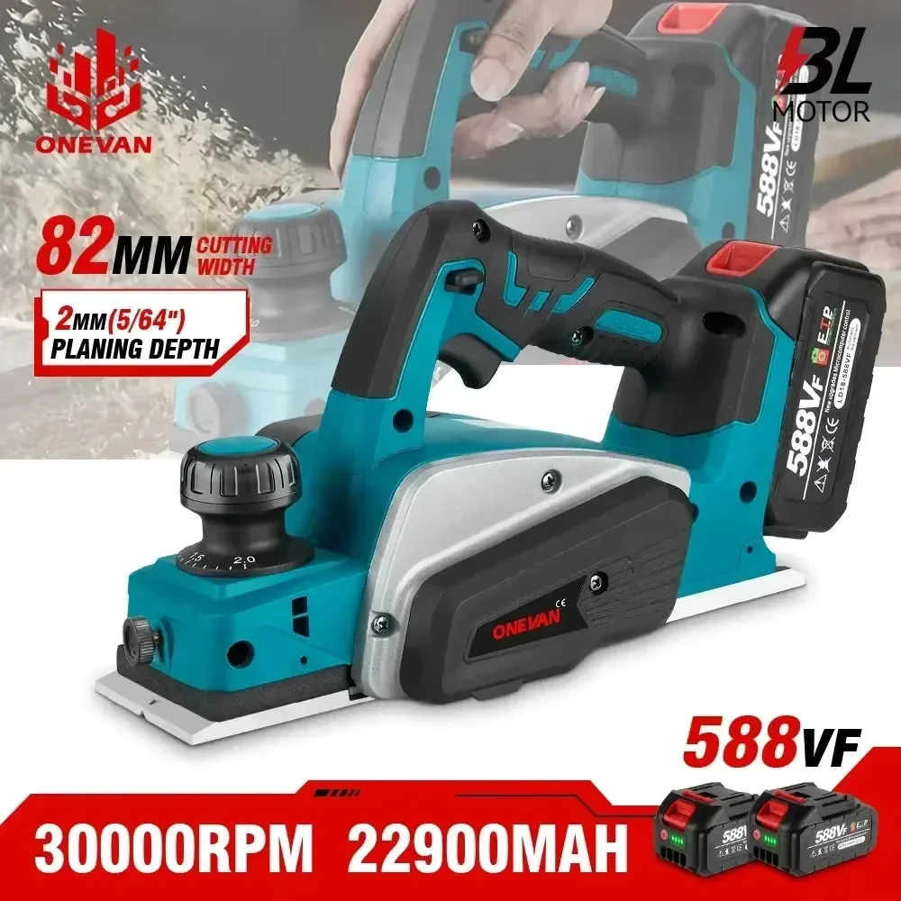 

ONEVAN 30000RPM Brushless Electric Planer Cordless DIY Furniture Cutting Tool Power Planer Woodworking For Makita 18v Battery