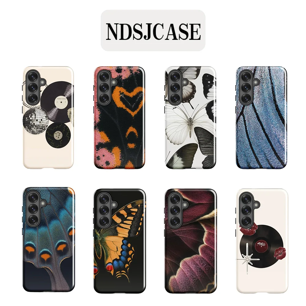 Luxury Clmj fire petal Phone Case for Samsung Galaxy S20 S23 S24 S25 S26 FE Plus Ultra Edge 4G 5G Double-layer Back Cover