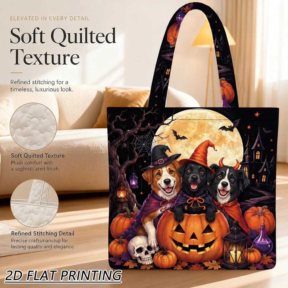 1pc Three dogs in costumes Quilted Women'S Shoulder Bag, Washable Soft Handbag, Fine Craft For The Office And Party