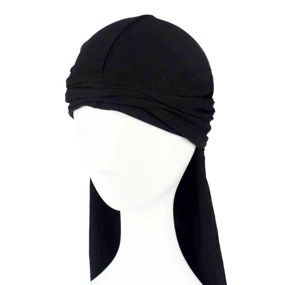 Fashion Braids Dreadlocks Spandex Long Tail Bonnet Cap Breathable Bandana Hat Velvet Durag Do Doo Du Rag Long Tail Headwrap