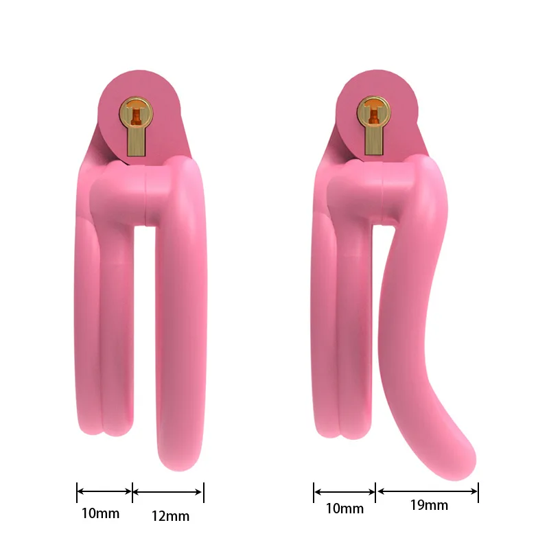 New Plastic Pink Flat Chastity Cage with 4 Size Penis Ring Sissy Chastity Device Adult Erotic Urethral Products Male Sex Toys