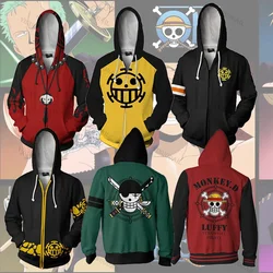 Anime One Piece Hoodies 3D Print Pullover Sweatshirt Monkey D Luffy Ace Sabo Shanks Law Battle Tracksuit Outfit Casual Outerwear