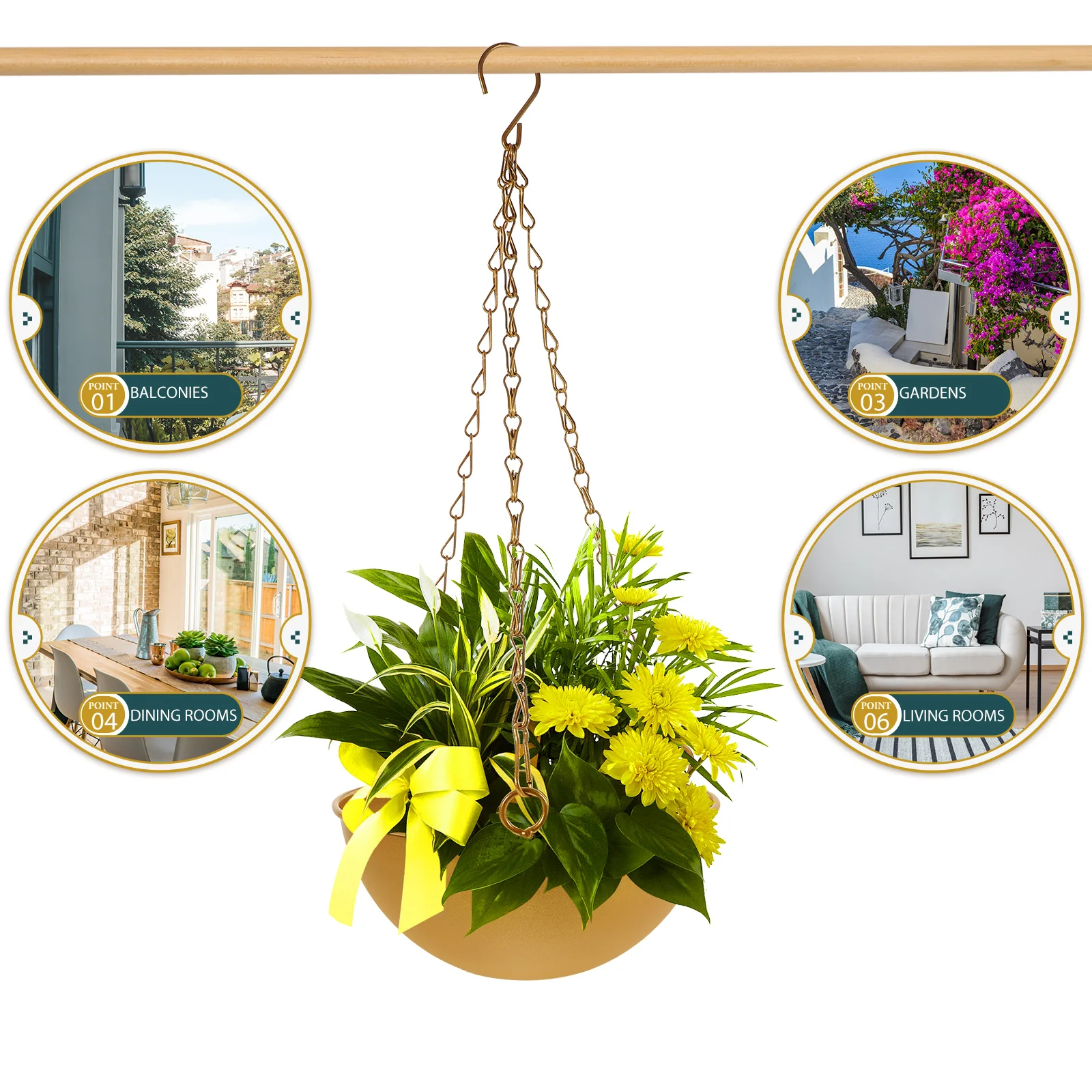 

Hanging Flowerpot Small Hanging Planter White Plastic Durable Planter Garden Balcony Decor Plant Container