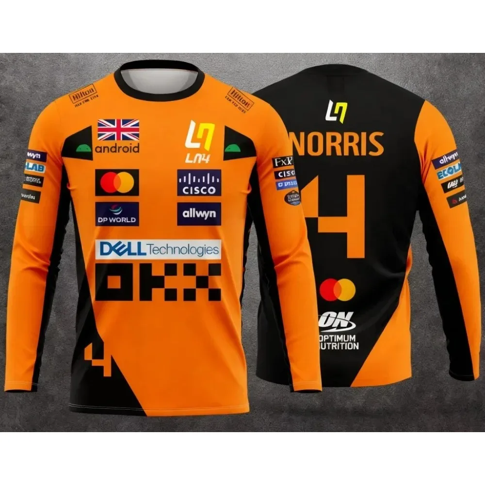 تي شيرت رياضي خارجي بأكمام طويلة على طراز سباق الدراجات النارية، تي شيرت شارع عصري قابل للتنفس وسريع الجفاف