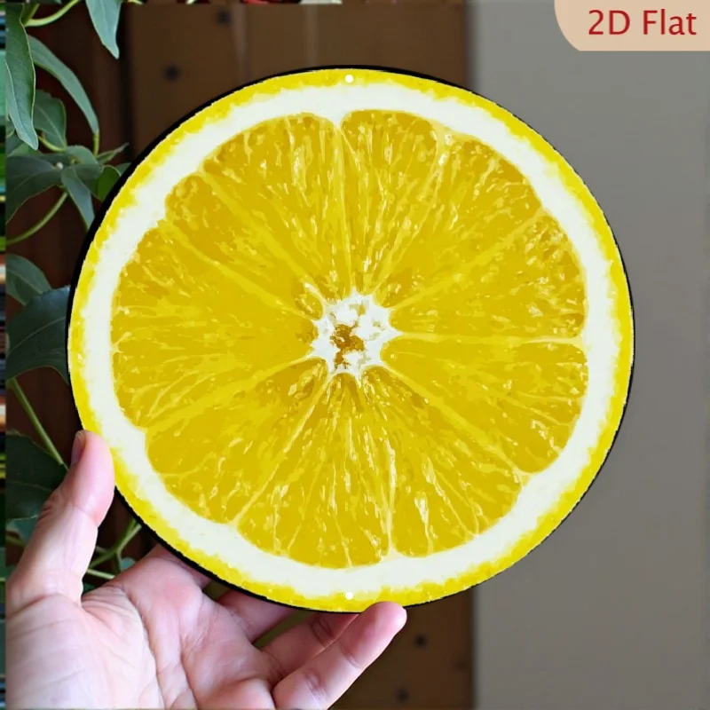 Vintage Lemon Slice Round Aluminum Metal Sign 8 Inch – Fresh Citrus Kitchen Wall Decor for Restaurant, Cafe or Farmhouse