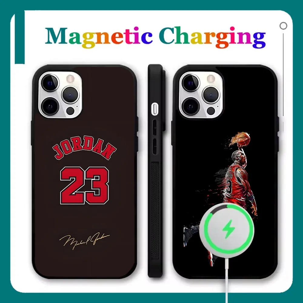 

No-23 J-JordanS Basketball Phone Case For iPhone 16,15,14,13,12,11,Pro,Max,Plus,Mini,SE New Magsafe Magnetic Wireless Charging
