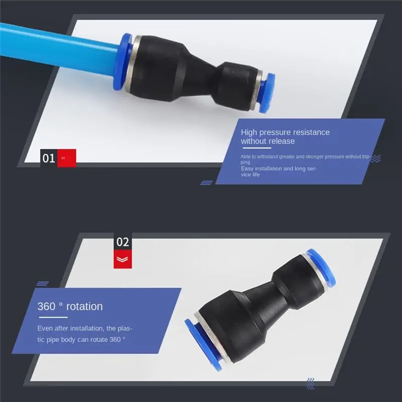 AB11-100PC Lot PG4-6Mm 6-8Mm 6-10Mm Air Pneumatic Fitting Plastic One Touch Into Straight Fittings Quick Connectors PG12-10