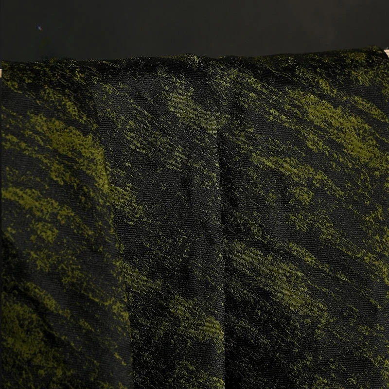 Creative Black Green Retro Three-dimensional Jacquard Fabric Texture Moss Coat Top Clothing Designer Fabric