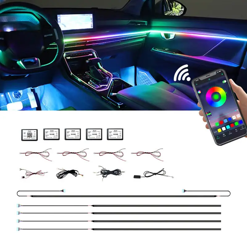 

Universal 6/10 in 1 Car LED Ambient Light RGB Interior Optical Acrylic Strip Symphony Led Lamp Hidden Acrylic Strip Symphony