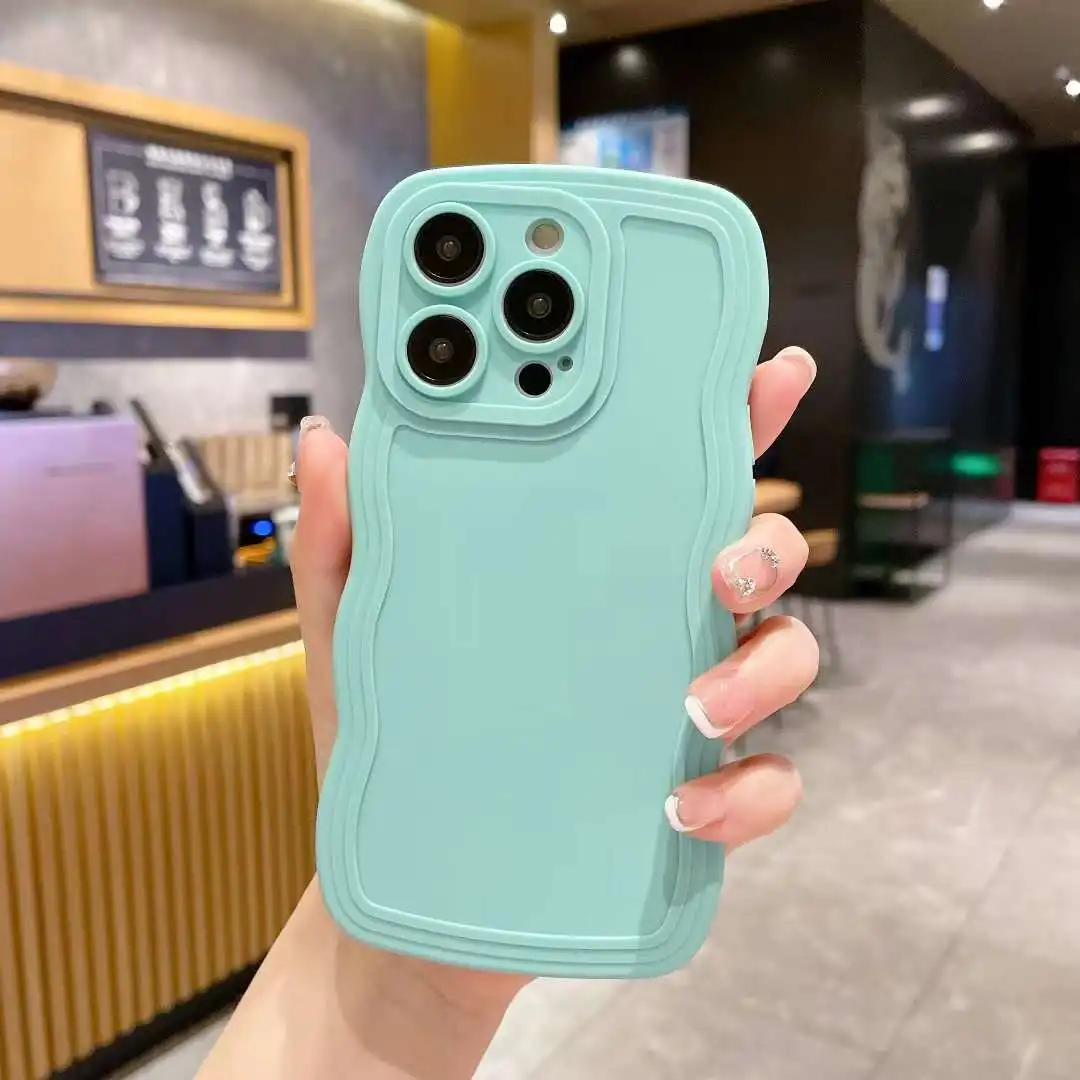 Simple Solid Wave Pattern Soft Shell Phone Case For iphone15 14 13 12 11 Pro Max X XR XSMAX 7 8 Plus TPU Case Cover new products