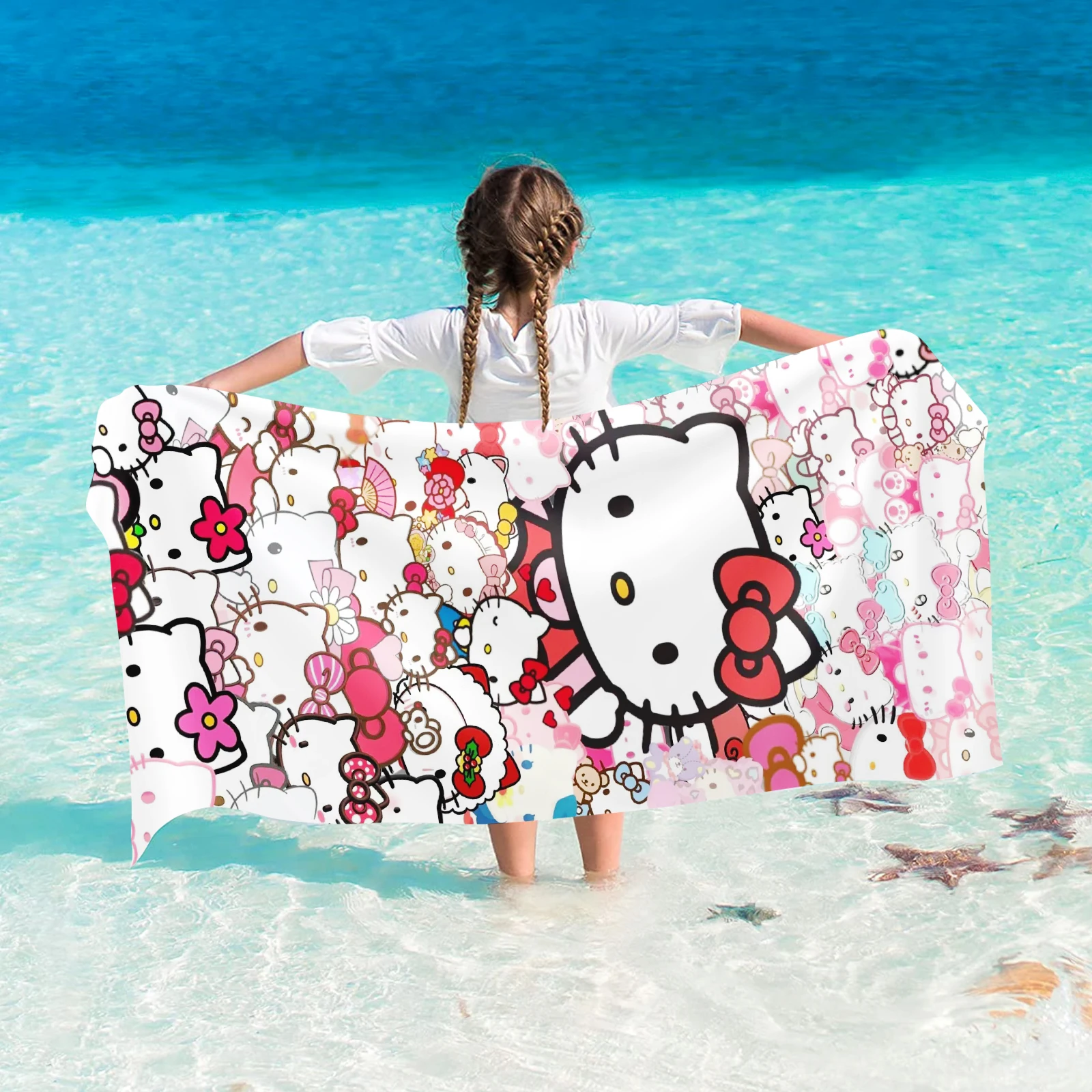 

Sanrio Series Hello Kitty Beach Towels Shower Towel Sauna Travel Spa Microfiber Quick Dry Cute Room Decor For Home
