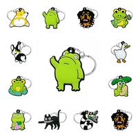 1PCS Keychain Cute Animal Cartoon Keyring Dog Frog Cat Snake Duck Pattern Key Holders Fit Men Car Keys Kids Trinkets Wholesale