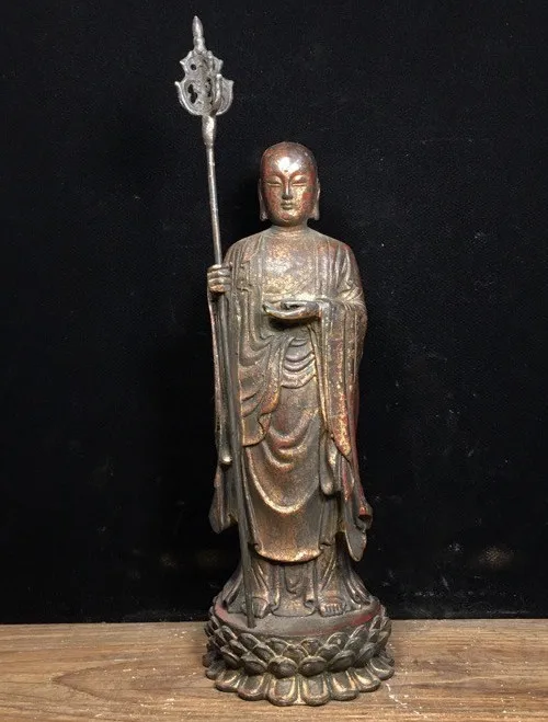 Old Tibetan Buddhism Tang Seng San Zang Ksitigarbha Boddhisattva Buddha Statue